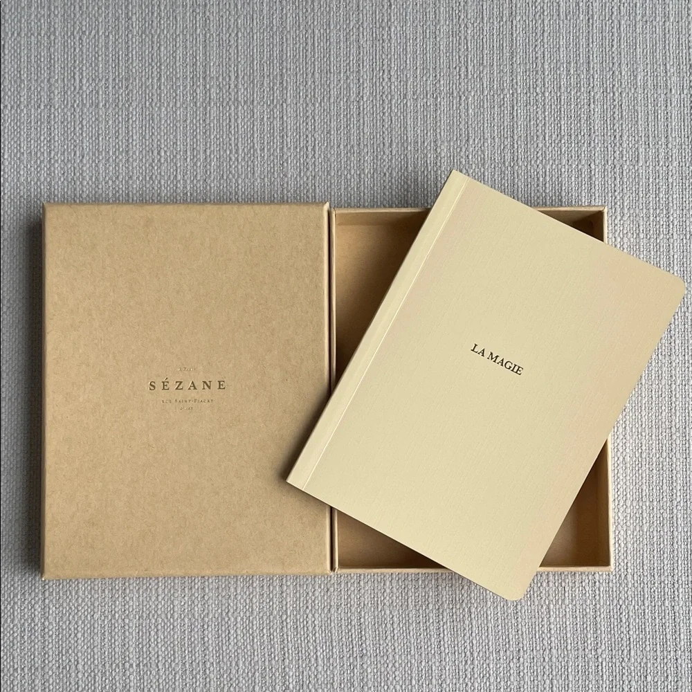 Sezane La Magie Cream Notebook in box